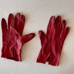 Full Grain Leather Vintage Vibrant Red   Women’s  Gloves , Sz 6.5